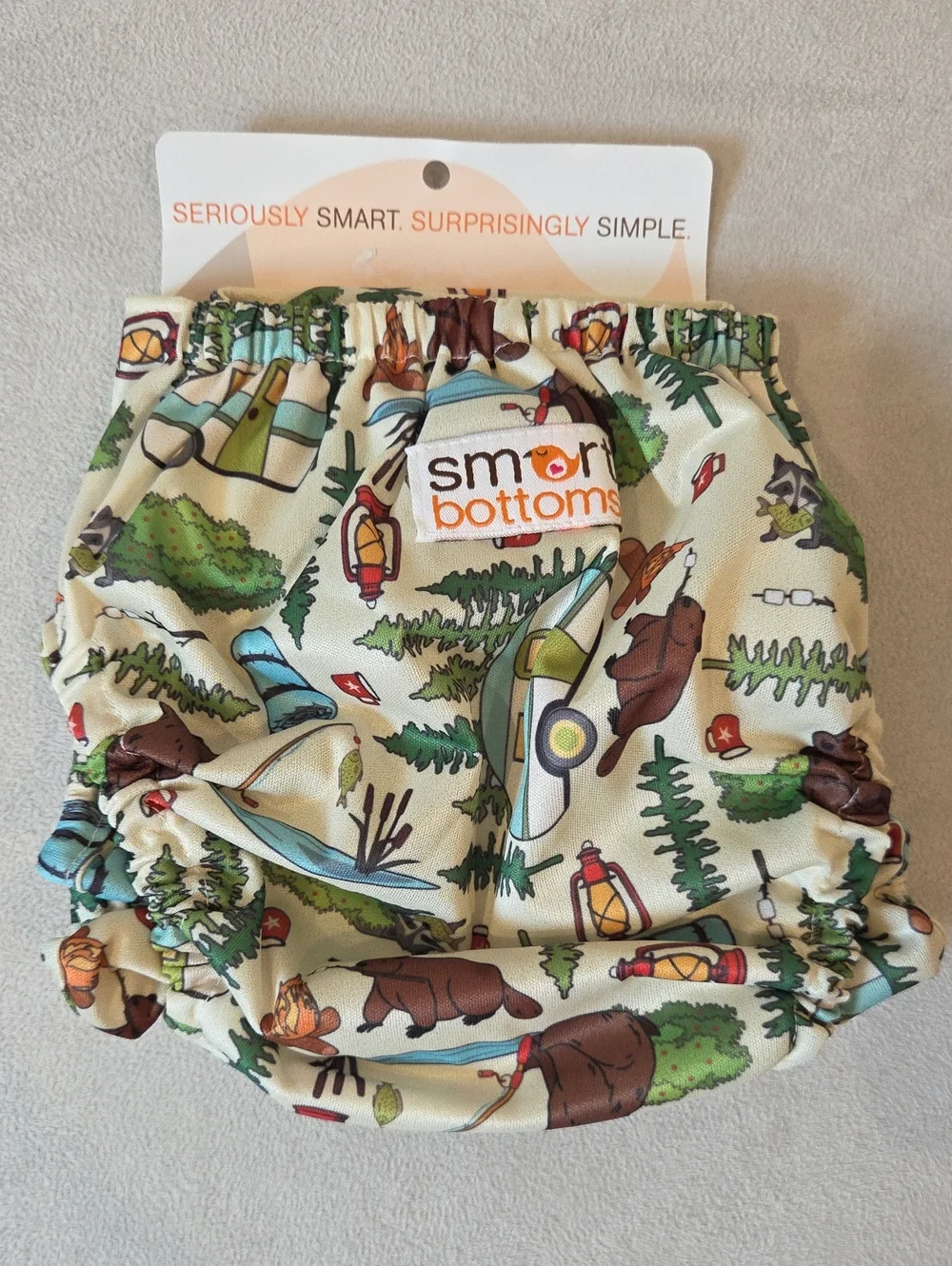 Smart Bottoms Baby Camping Print Cloth Diaper Cover - One Size (10lb-35lbs+)